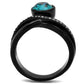 TK2488 - IP Black(Ion Plating) Stainless Steel Ring with Top Grade Crystal  in Blue Zircon-2