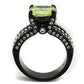 TK2491 - IP Black(Ion Plating) Stainless Steel Ring with AAA Grade CZ  in Apple Green color-2