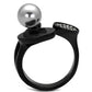 TK2493 - IP Black(Ion Plating) Stainless Steel Ring with Synthetic Pearl in Gray-2
