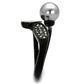 TK2493 - IP Black(Ion Plating) Stainless Steel Ring with Synthetic Pearl in Gray-3