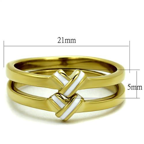 TK2494 - IP Gold(Ion Plating) Stainless Steel Ring with Epoxy  in White-1