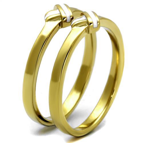 TK2494 - IP Gold(Ion Plating) Stainless Steel Ring with Epoxy  in White-3