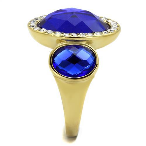 TK2495 - IP Gold(Ion Plating) Stainless Steel Ring with Synthetic Synthetic Glass in Sapphire-3