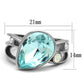 TK2502 - High polished (no plating) Stainless Steel Ring with Top Grade Crystal  in Sea Blue-1