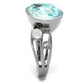 TK2502 - High polished (no plating) Stainless Steel Ring with Top Grade Crystal  in Sea Blue-3