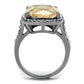 TK2503 - High polished (no plating) Stainless Steel Ring with AAA Grade CZ  in Champagne-2
