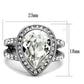 TK2504 - High polished (no plating) Stainless Steel Ring with Top Grade Crystal  in Clear-1