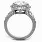 TK2504 - High polished (no plating) Stainless Steel Ring with Top Grade Crystal  in Clear-2