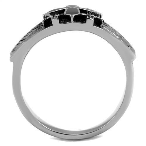 TK2505 - High polished (no plating) Stainless Steel Ring with Epoxy  in Jet-2
