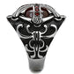TK2507 - High polished (no plating) Stainless Steel Ring with AAA Grade CZ  in Garnet-3