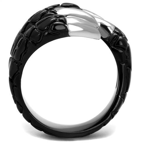 TK2510 - Two-Tone IP Black (Ion Plating) Stainless Steel Ring with No Stone-2