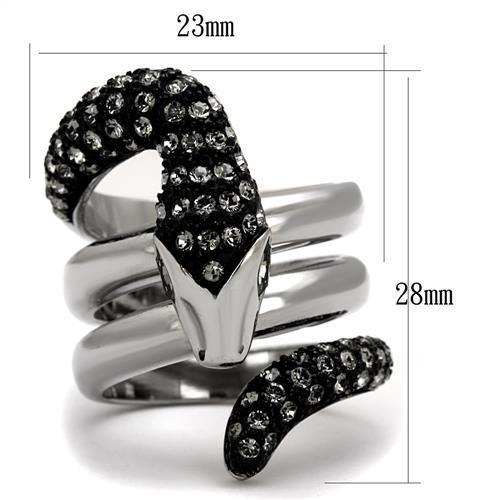 TK2511 - Two-Tone IP Black (Ion Plating) Stainless Steel Ring with Top Grade Crystal  in Black Diamond-1