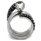 TK2511 - Two-Tone IP Black (Ion Plating) Stainless Steel Ring with Top Grade Crystal  in Black Diamond-2