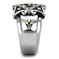 TK2517 - Two-Tone IP Gold (Ion Plating) Stainless Steel Ring with Top Grade Crystal  in Clear-3