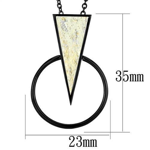 TK2524 - IP Black(Ion Plating) Stainless Steel Chain Pendant with Leather  in White-1