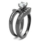 TK2546 - IP Light Black  (IP Gun) Stainless Steel Ring with AAA Grade CZ  in Clear-3