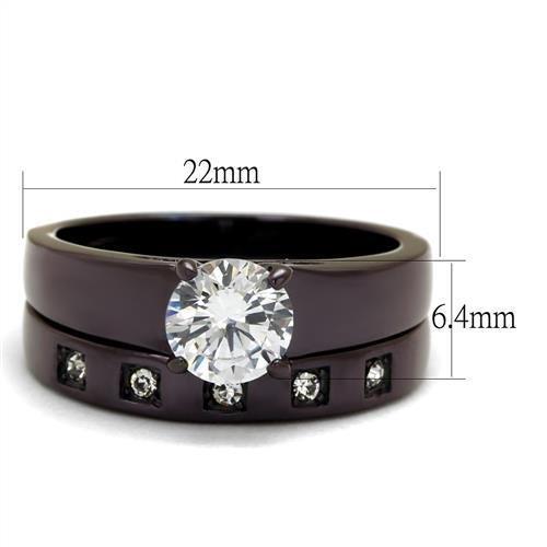 TK2547 - IP Dark Brown (IP coffee) Stainless Steel Ring with AAA Grade CZ  in Clear-1