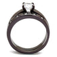 TK2547 - IP Dark Brown (IP coffee) Stainless Steel Ring with AAA Grade CZ  in Clear-2