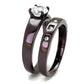 TK2547 - IP Dark Brown (IP coffee) Stainless Steel Ring with AAA Grade CZ  in Clear-4