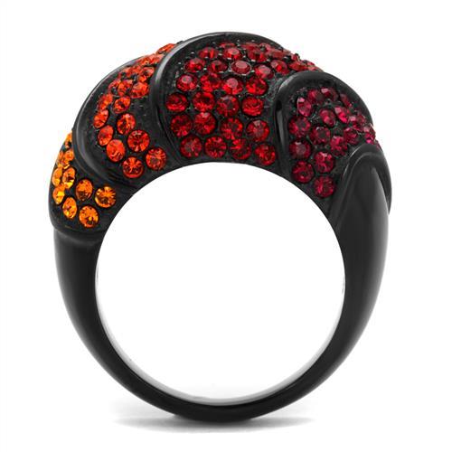 TK2553 - IP Black(Ion Plating) Stainless Steel Ring with Top Grade Crystal  in Multi Color-2