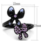 TK2554 - IP Black(Ion Plating) Stainless Steel Ring with Top Grade Crystal  in Light Amethyst-1