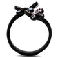 TK2554 - IP Black(Ion Plating) Stainless Steel Ring with Top Grade Crystal  in Light Amethyst-2