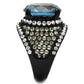 TK2555 - IP Black(Ion Plating) Stainless Steel Ring with AAA Grade CZ  in London Blue-3