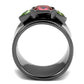 TK2556 - IP Light Black  (IP Gun) Stainless Steel Ring with Synthetic Synthetic Glass in Multi Color-2
