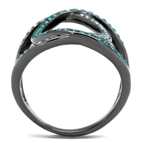 TK2557 - IP Light Black  (IP Gun) Stainless Steel Ring with Top Grade Crystal  in Multi Color-2