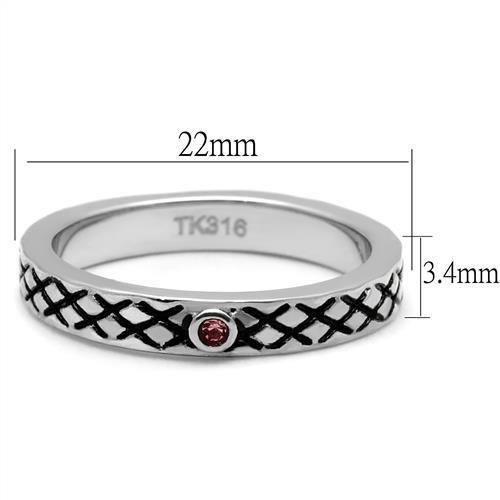 TK2566 - High polished (no plating) Stainless Steel Ring with Top Grade Crystal  in Rose-1