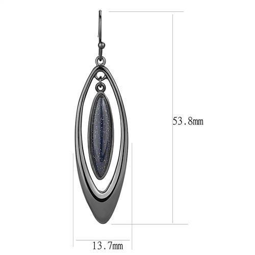 TK2577 - IP Light Black  (IP Gun) Stainless Steel Earrings with Blue Sand  in Montana-1