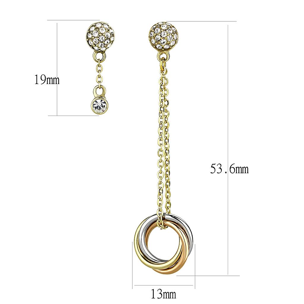 TK2579 - IP Gold & IP Rose Gold (Ion Plating) Stainless Steel Earrings with Top Grade Crystal  in Clear-1