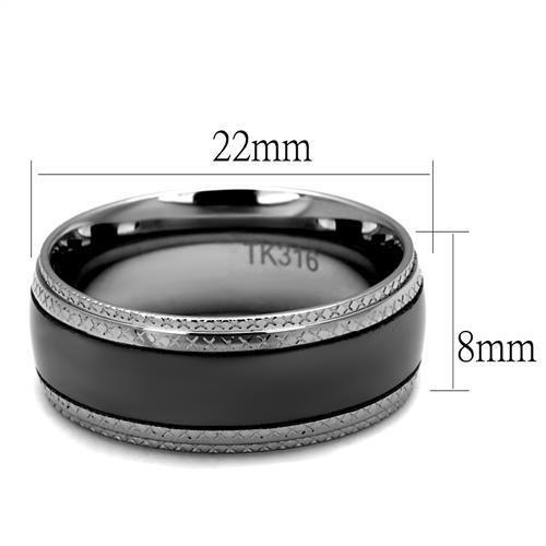 TK2580 - Two Tone IP Light Black (IP Gun) Stainless Steel Ring with No Stone-1
