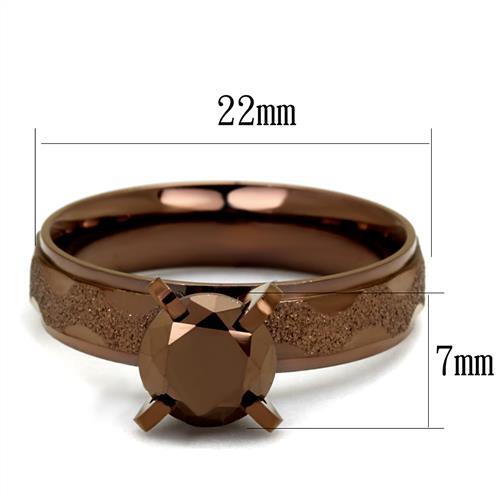 TK2595 - IP Coffee light Stainless Steel Ring with AAA Grade CZ  in Light Coffee-1