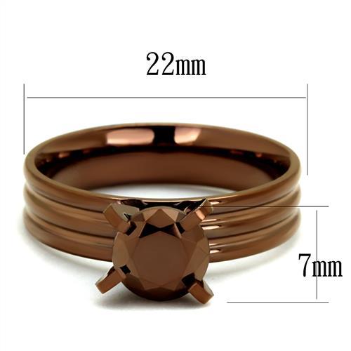 TK2597 - IP Coffee light Stainless Steel Ring with AAA Grade CZ  in Light Coffee-1
