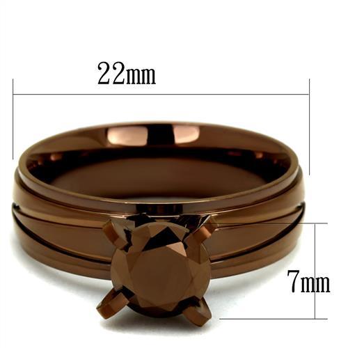 TK2598 - IP Coffee light Stainless Steel Ring with AAA Grade CZ  in Light Coffee-1