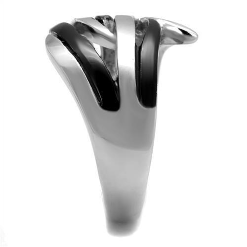 TK2605 - Two-Tone IP Black (Ion Plating) Stainless Steel Ring with No Stone-3