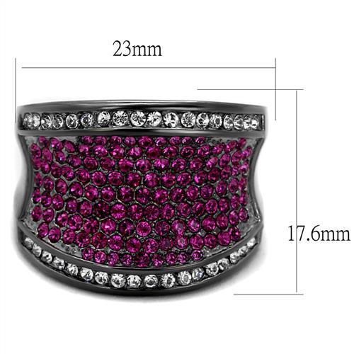 TK2606 - IP Light Black  (IP Gun) Stainless Steel Ring with Top Grade Crystal  in Amethyst-1