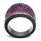 TK2606 - IP Light Black  (IP Gun) Stainless Steel Ring with Top Grade Crystal  in Amethyst-2