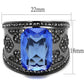 TK2607 - IP Light Black  (IP Gun) Stainless Steel Ring with Top Grade Crystal  in Sapphire-1