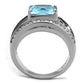 TK2608 - No Plating Stainless Steel Ring with Synthetic Synthetic Glass in Sea Blue-2