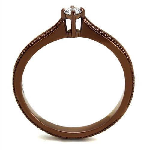 TK2610 - IP Coffee light Stainless Steel Ring with AAA Grade CZ  in Clear-2