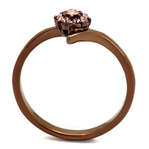 TK2612 - IP Coffee light Stainless Steel Ring with Top Grade Crystal  in Light Peach-2