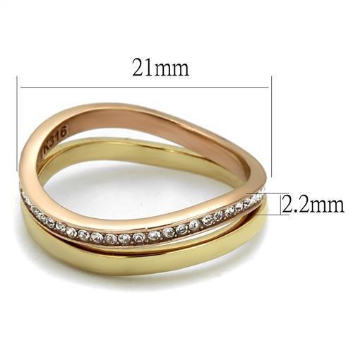 TK2613 - IP Gold & IP Rose Gold (Ion Plating) Stainless Steel Ring with Top Grade Crystal  in Clear-1
