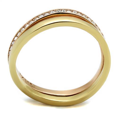 TK2613 - IP Gold & IP Rose Gold (Ion Plating) Stainless Steel Ring with Top Grade Crystal  in Clear-2