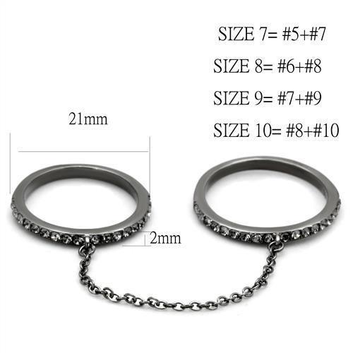TK2614 - IP Light Black  (IP Gun) Stainless Steel Ring with Top Grade Crystal  in Jet-1