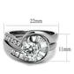 TK2617 - No Plating Stainless Steel Ring with AAA Grade CZ  in Clear-1