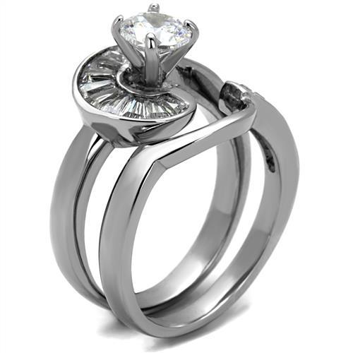 TK2617 - No Plating Stainless Steel Ring with AAA Grade CZ  in Clear-3