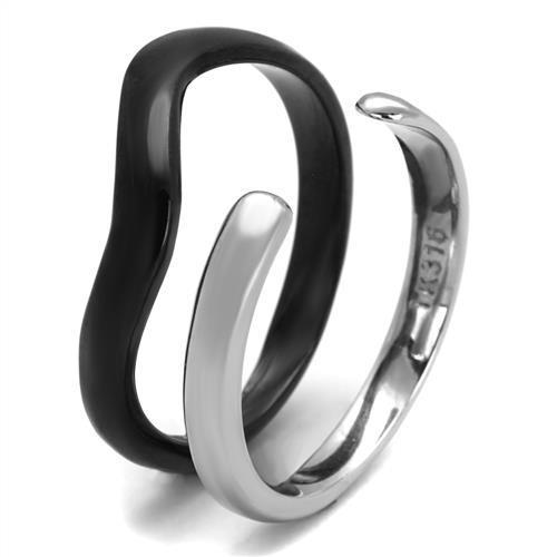 TK2618 - Two-Tone IP Black (Ion Plating) Stainless Steel Ring with No Stone-3