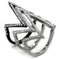 TK2619 - Two-Tone IP Black (Ion Plating) Stainless Steel Ring with Top Grade Crystal  in Clear-3